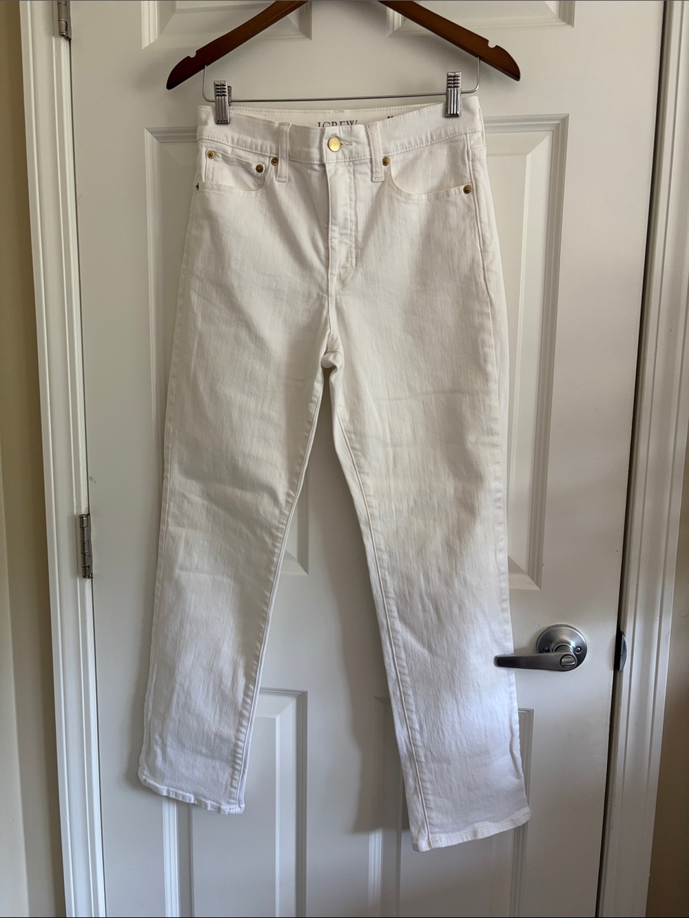 J. Crew White Straight-Leg High-Rise Jeans